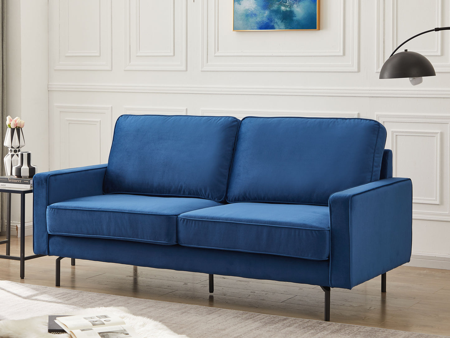 "Jessica" 3+2 Sofa Velvet Fabric -Blue