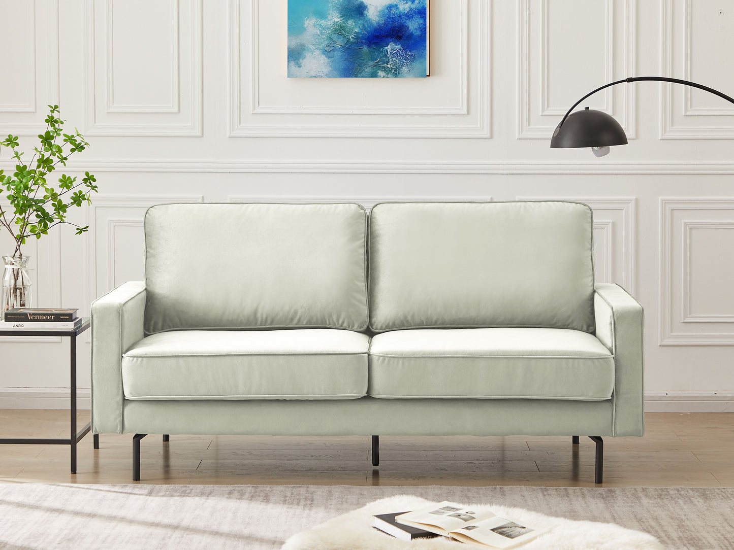 "Jessica" 3+2 Sofa Velvet Fabric -Cream